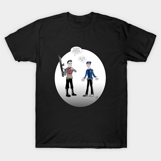 Cops Versus Vigilantes T-Shirt by rob_white_2000